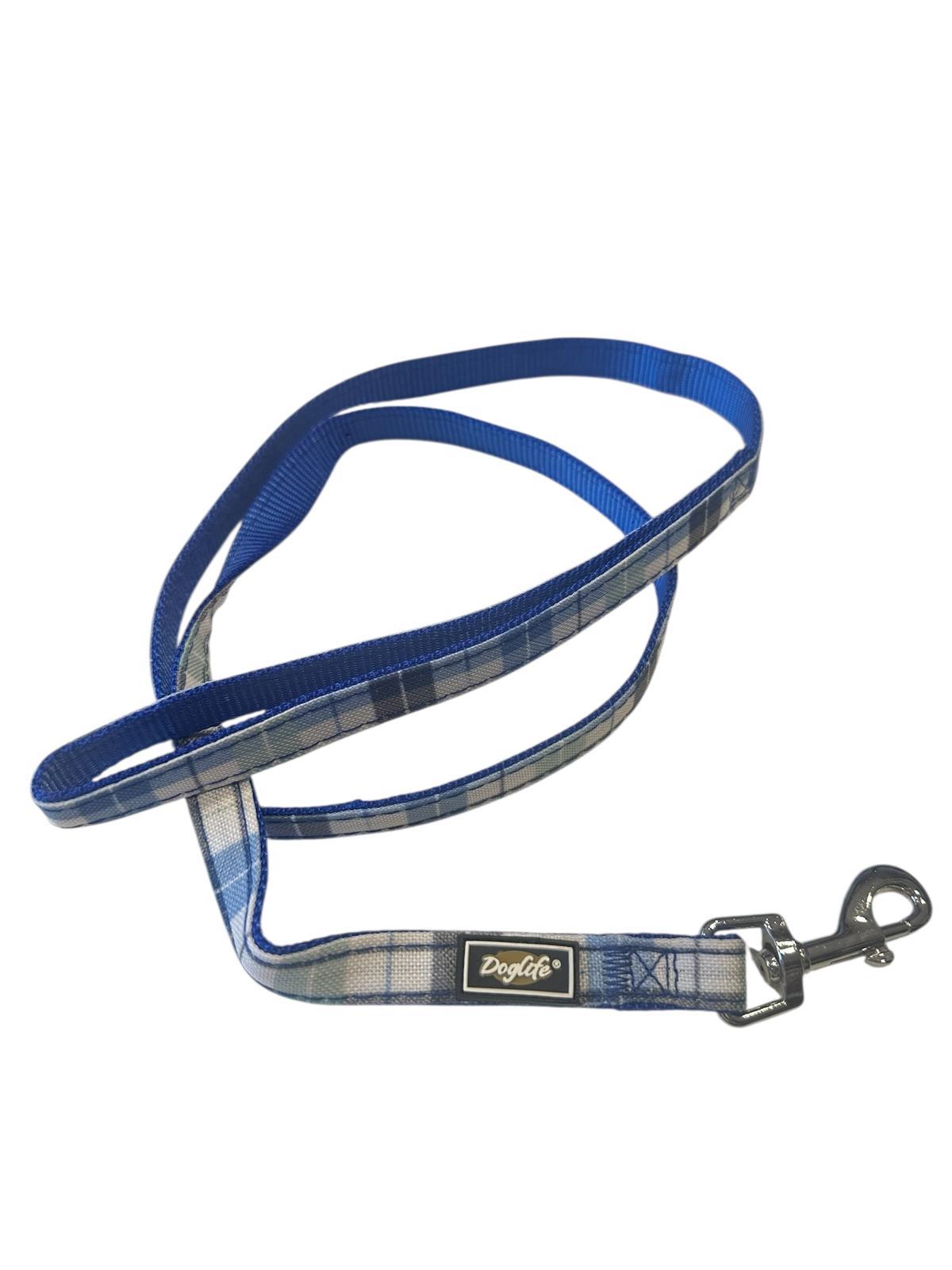 Doglife Lacivert Ekose Köpek Gezdirme Tasması 1,5 cm x 120 cm