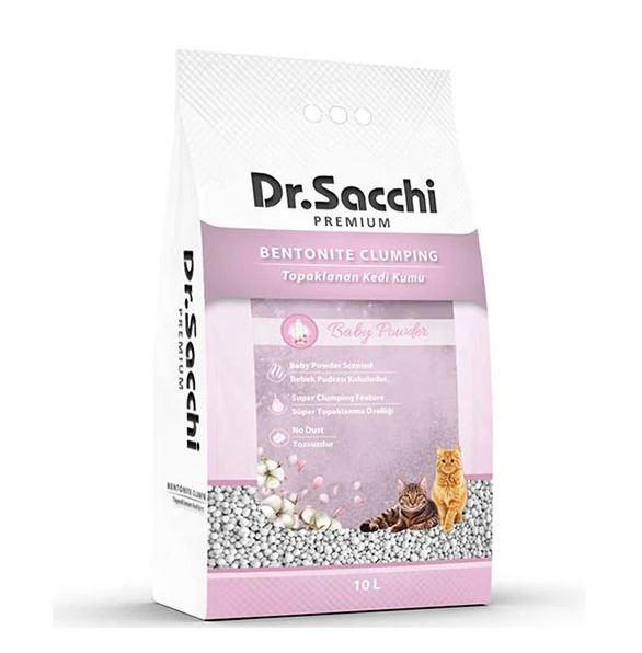 Dr. Sacchi Bebek Pudrası Kokulu 10 Lt İnce Taneli Bentonit Kedi Kumu