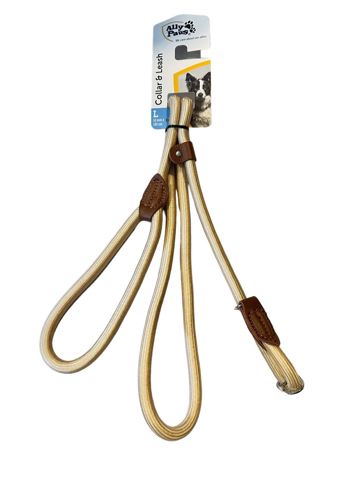 Ally Paws Boyun ve Gezdirme Tasması L Bej 1,2 cm x 150 cm