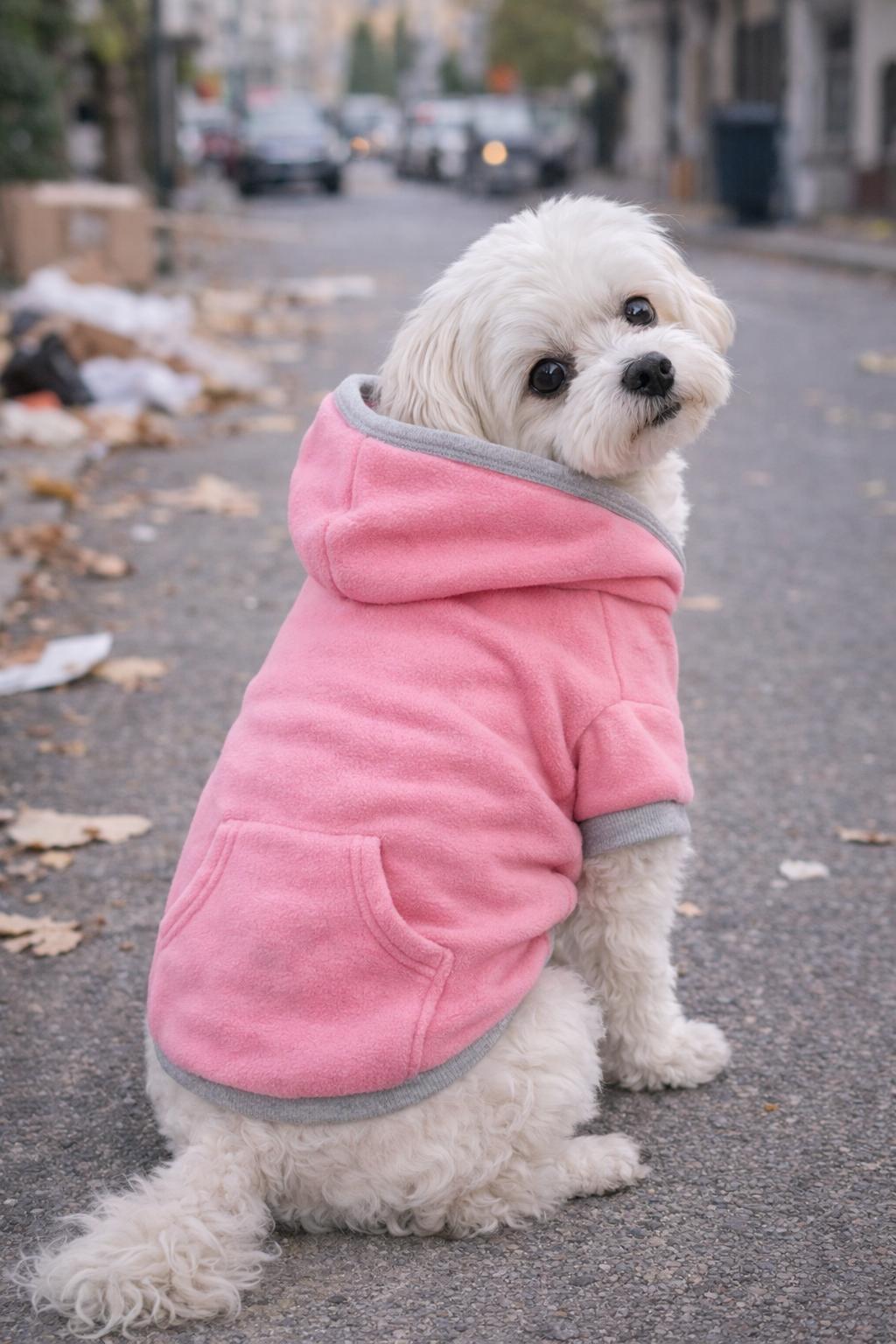 Pembe Basic Kalın Polar Köpek Ceketi (7-14 kg'ya uygun)