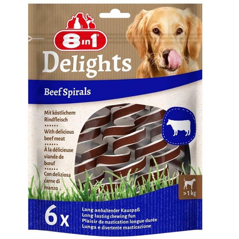 8 in 1 Delights Beef Spirals Biftekli Burgu Köpek Ödülü 6'lı, 60 gr