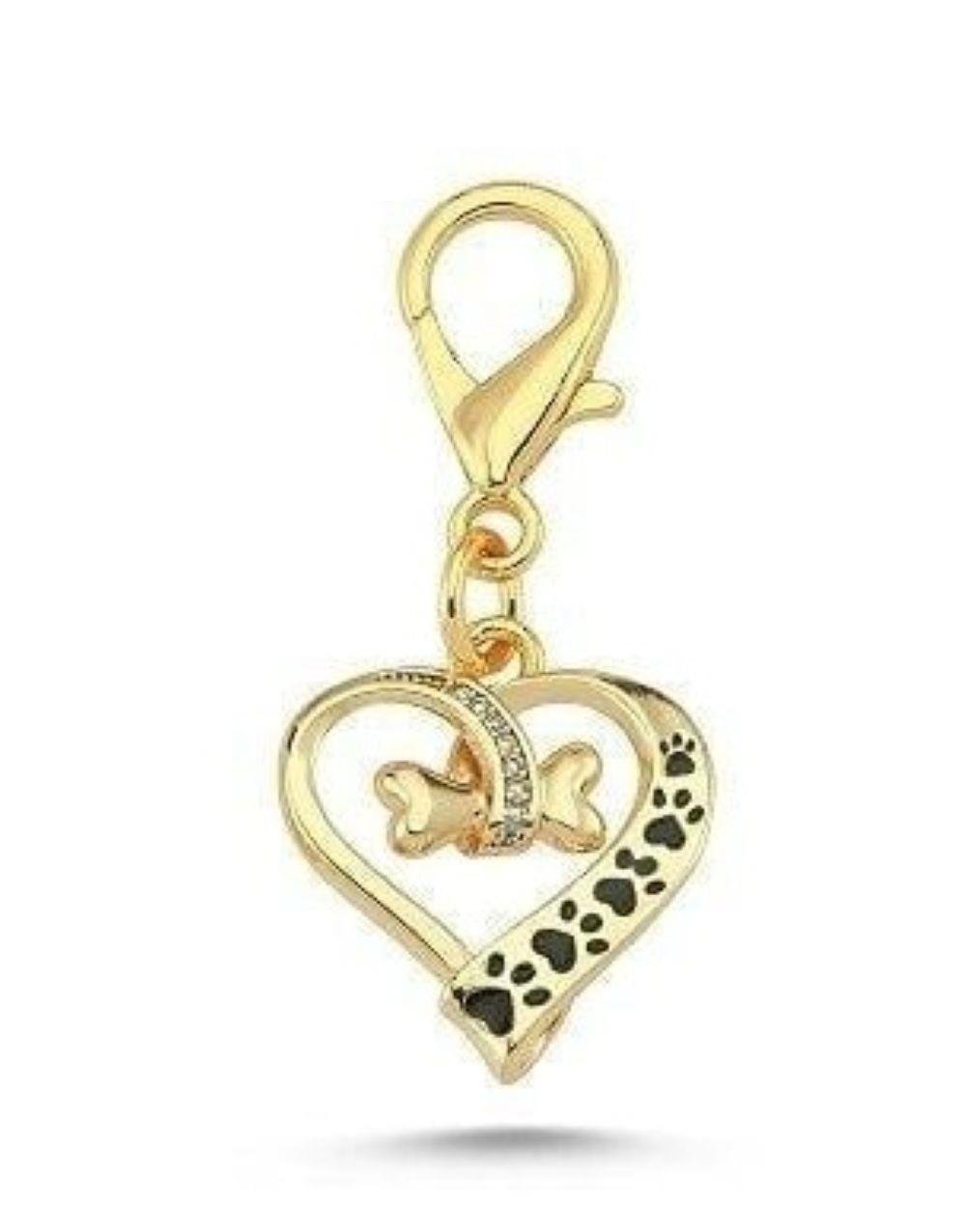 Zirkon Taşlı Mineli Kemikli Kalp Charm 