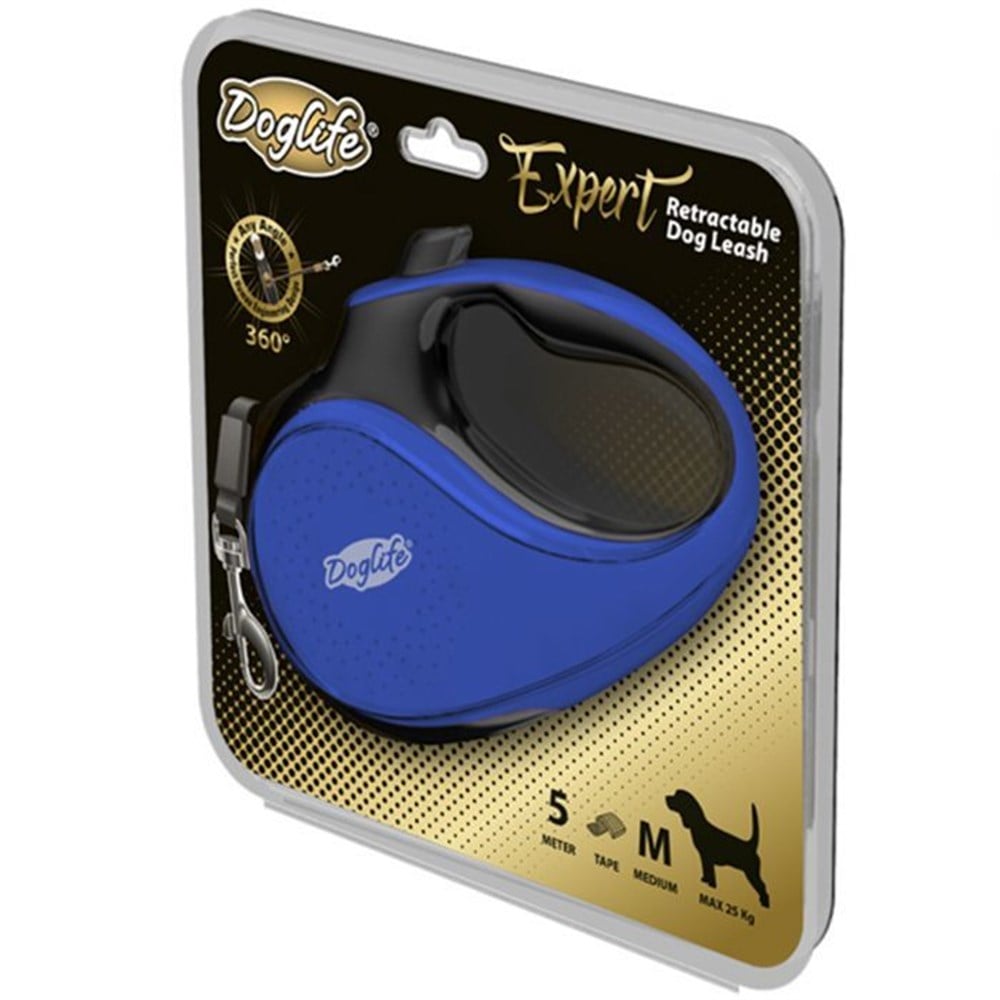 Doglife Expert Mavi Otomatik Tasma M, 5 m Şerit Max 25 kg