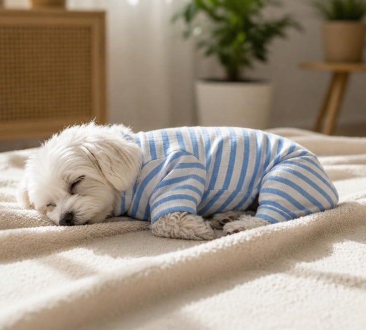 Gedyco The Best Blue Striped Küçük Irk Köpek Penye Tulum Pijama