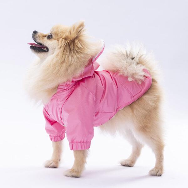 Pawstar Pembe Sydney Peluşlu Su Geçirmez Küçük Irk Köpek Yağmurluğu