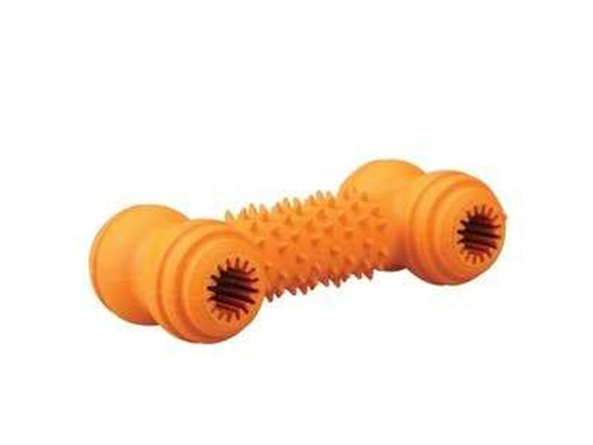 M-Pets Metis Kemik Şekilli Ödül Koyulabilen Kauçuk Köpek Oyuncagı 13.2x5.8 Cm Turuncu