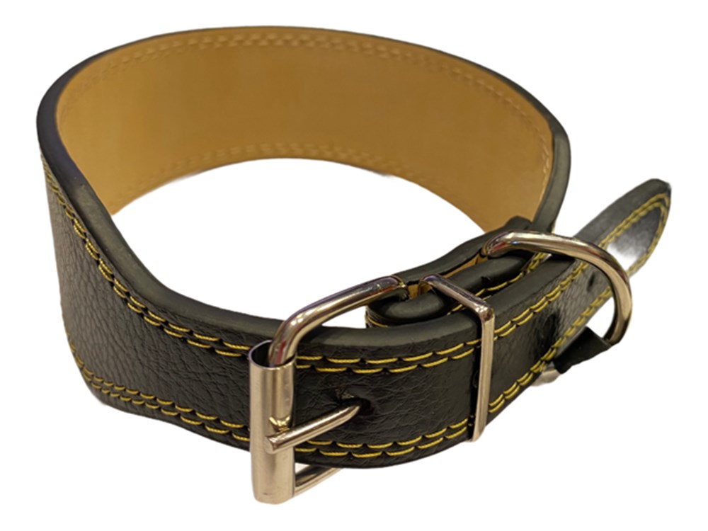 Siyah Geniş Deri Boyun Tasması 4,5 cm x 50 cm