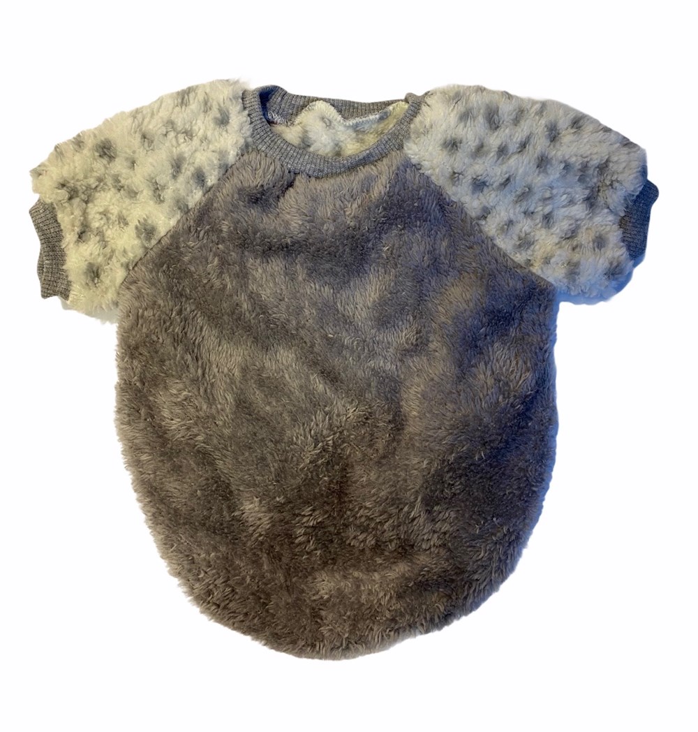 Gri-Beyaz Peluş Sweatshirt