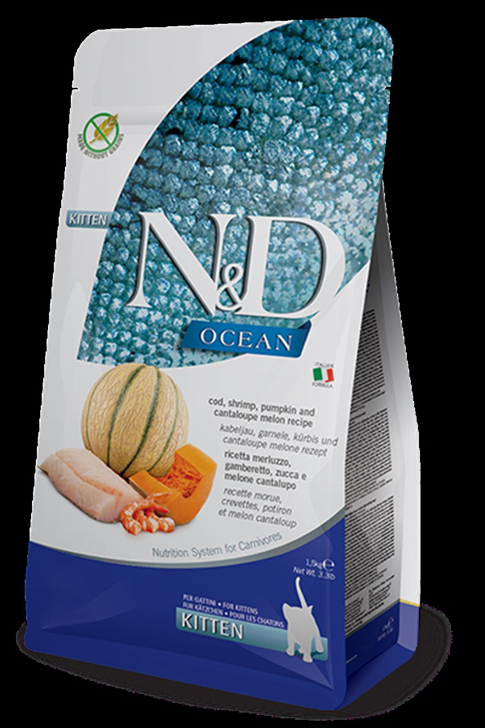 N&D Ocean Tahılsız 1,5 kg Morina Balığı, Balkabağı, Karidesli Yavru Kedi Maması