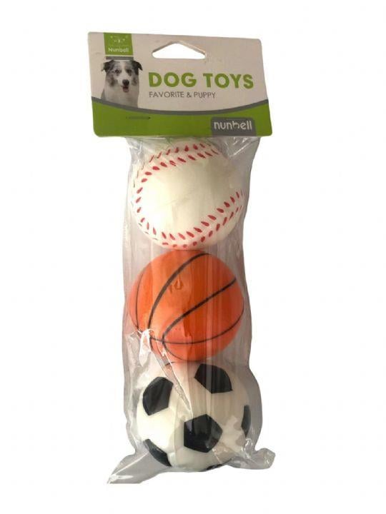 Nunbell 3'lü Lateks Köpek Top Oyuncağı 