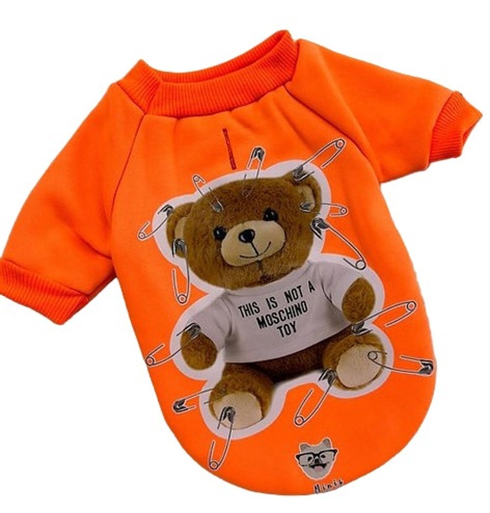 Neon Turuncu Teddy İçi Polar Küçük Köpek Sweatshirtü (2,5 kg-4,5 kg arası köpeklere uygun beden)