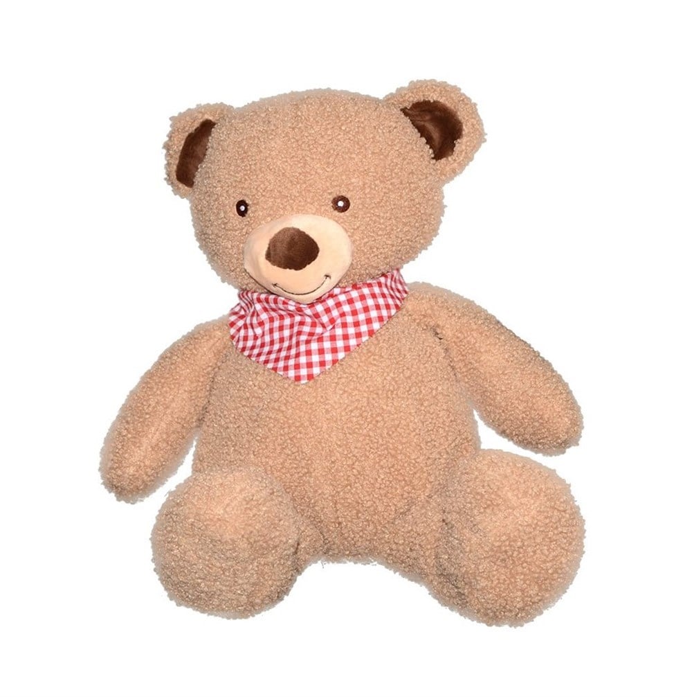 Fularlı, Kıvırcık Tüylü, Kahve Peluş Ayıcık 50 cm