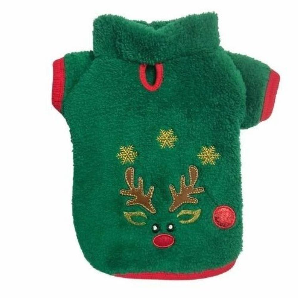 Gedyco Yeşil Deer Peluş Küçük Irk Köpek Sweatshirtü (2,5 kg-8 kg arası köpeklere uygundur)