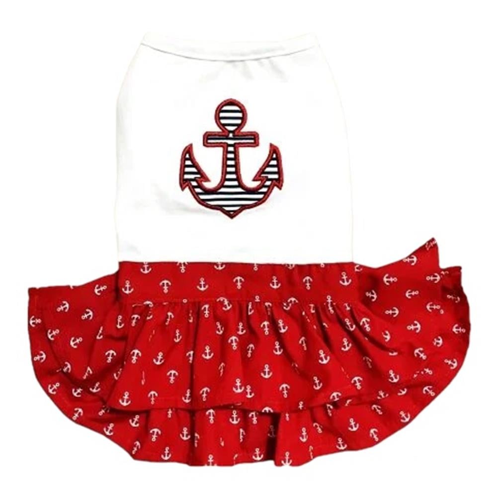 Kırmızı Çapalı Kedi ve Köpek Elbisesi (1,5 kg-7,5 kg arasına uygun bedenlerde)