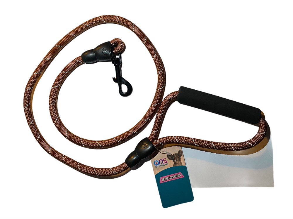 Reflektörlü Kahve Halat Gezdirme Kayışı 80 cm