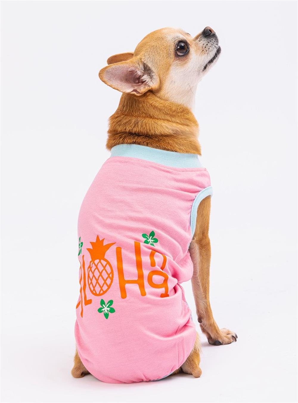 Pawstar Pink Aloha Kedi ve Küçük Köpek T-shirtü (ÇOK KÜÇÜK KALIPLIDIR.1-10 kg arasına uygun)