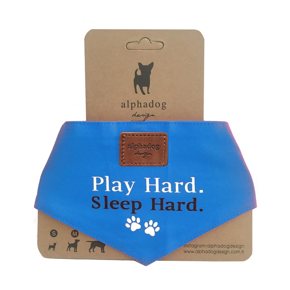Alphadog Play Hard Mavi Köpek Bandanası