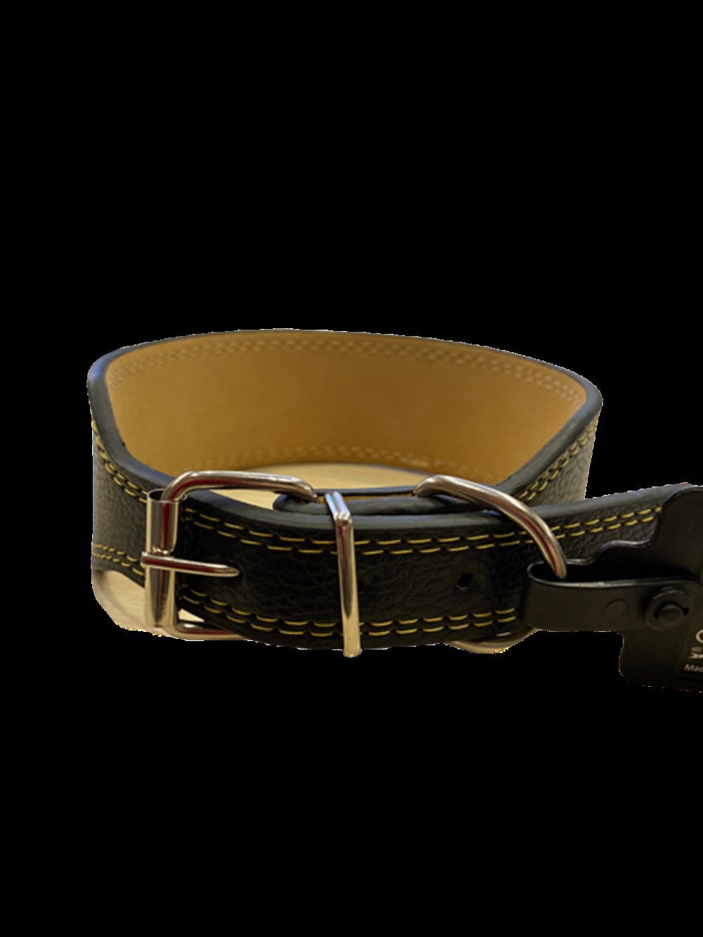 Doglife Çift Dikişli Siyah Deri Boyun Tasması 2,5 cm x 50 cm