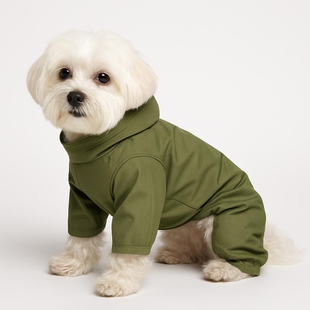 Gedyco Su Geçirmez içi Peluşlu Haki Küçük Irk Köpek Tulum Yağmurluk 