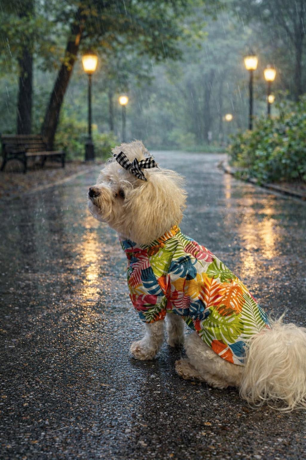 Gedyco Colorful Palm Fileli Küçük Irk Köpek Yağmurluğu