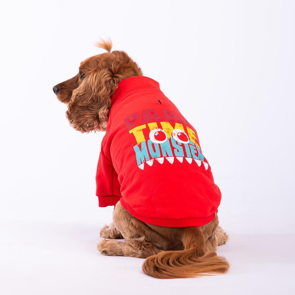Pawstar Kırmızı Monster Polarlı Küçük Irk Köpek Fermuarlı Sweatshirt