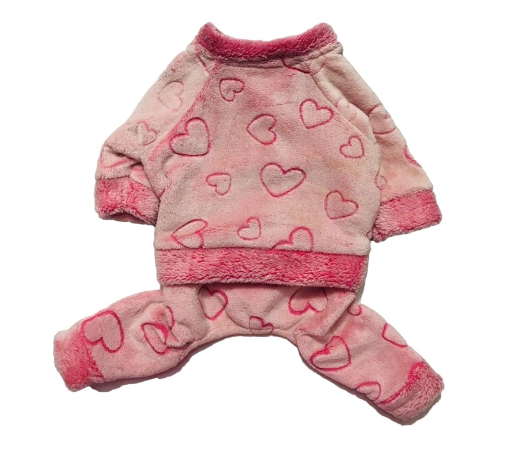 Gedyco Kalpli Pembe Kadife Küçük Irk Köpek Tulumu