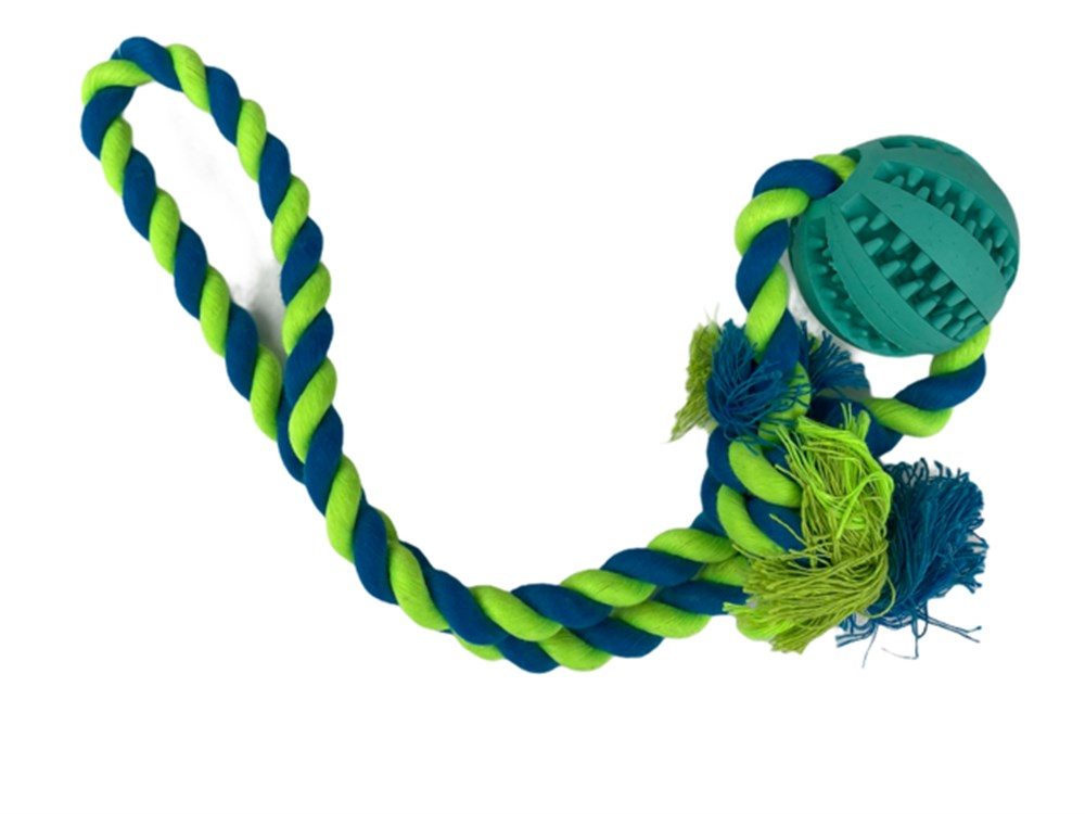 Zampa Yeşil Kauçuk Toplu Kordon Halatlı Köpek Oyuncağı 36 cm