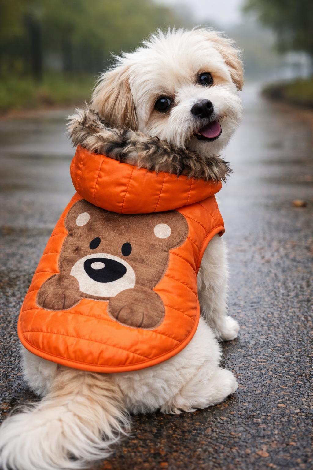 Miniş Orange Teddy Küçük Irk Köpek Yağmurluğu