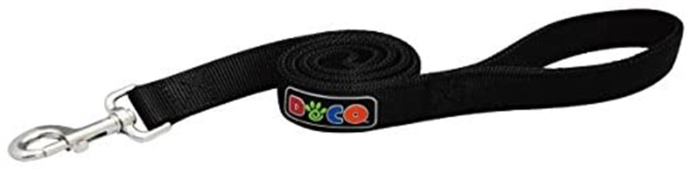 Doco Signature Çift Katmanlı, Büyük Irk Köpek Gezdirme Kayışı 2,5 cm x 120 cm Black L