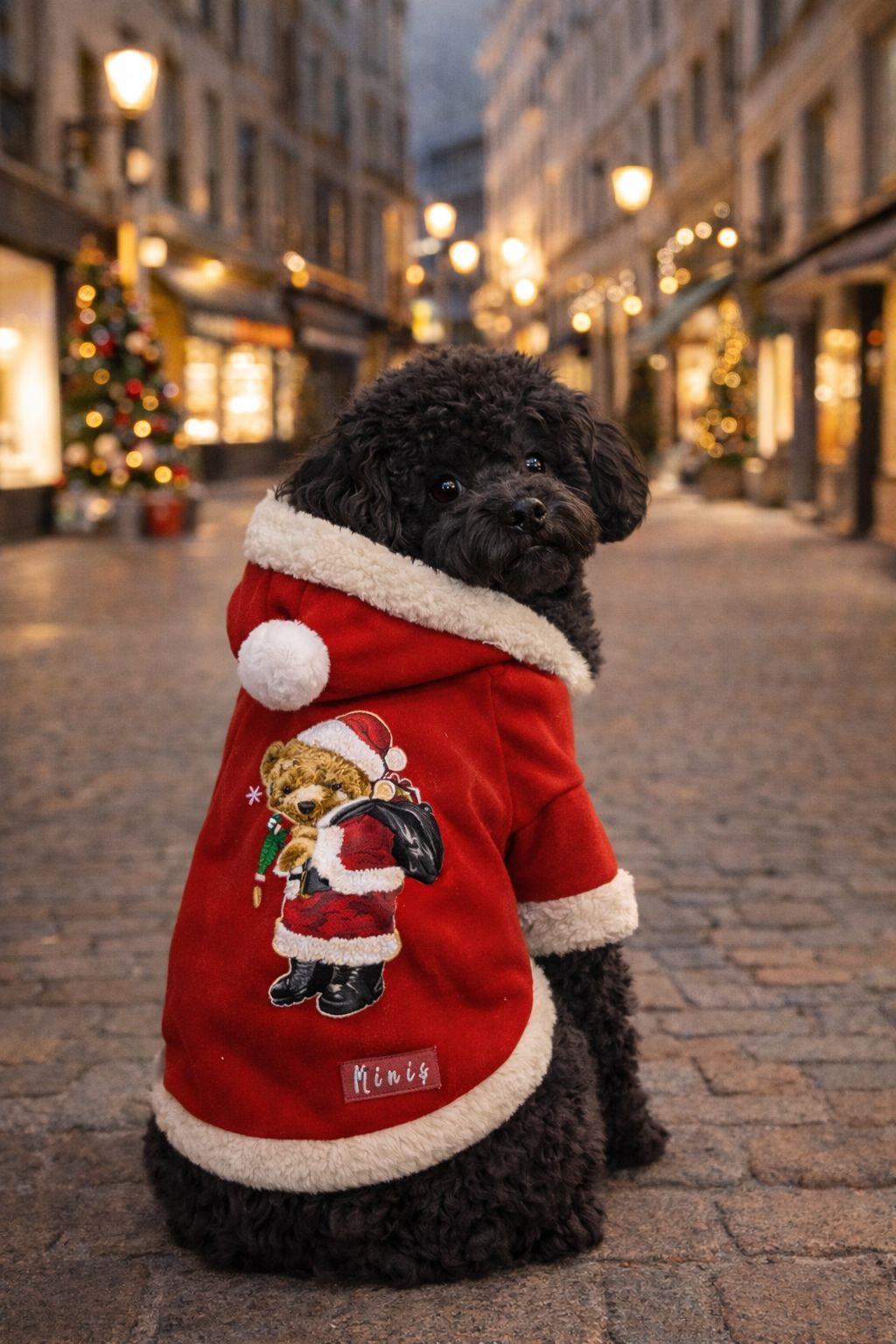 Miniş Xmas Santa Teddy Küçük-Orta Irk Köpek Yılbaşı Sweatshirtü