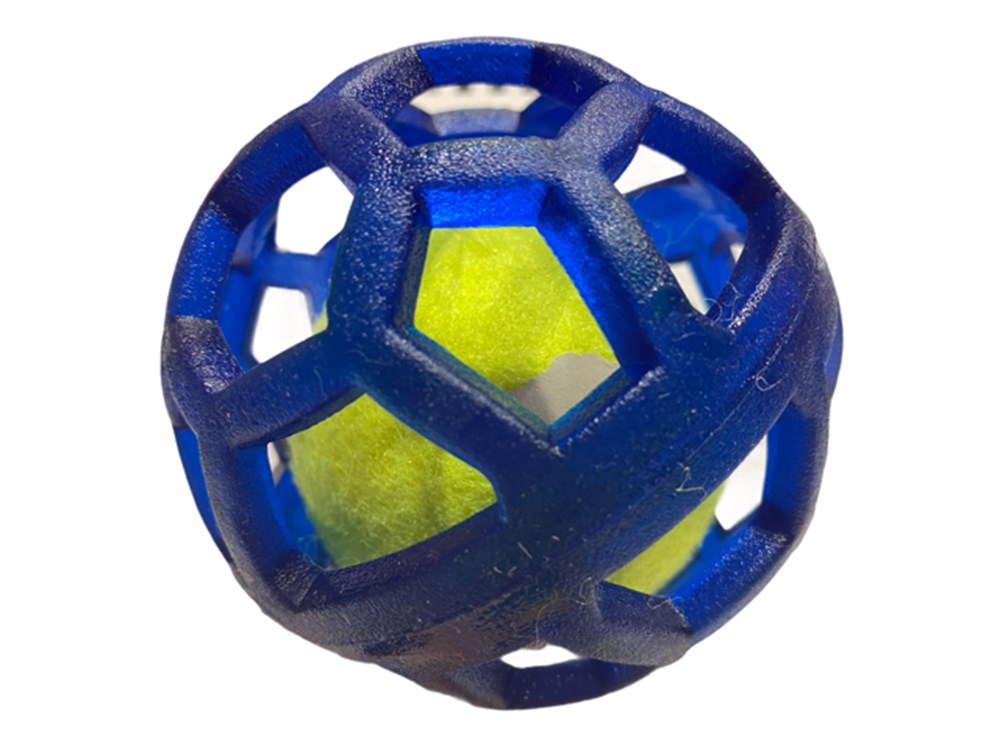 2'si 1 Arada Mavi Kauçuk Kafeste Tenis Topu Köpek Oyuncağı