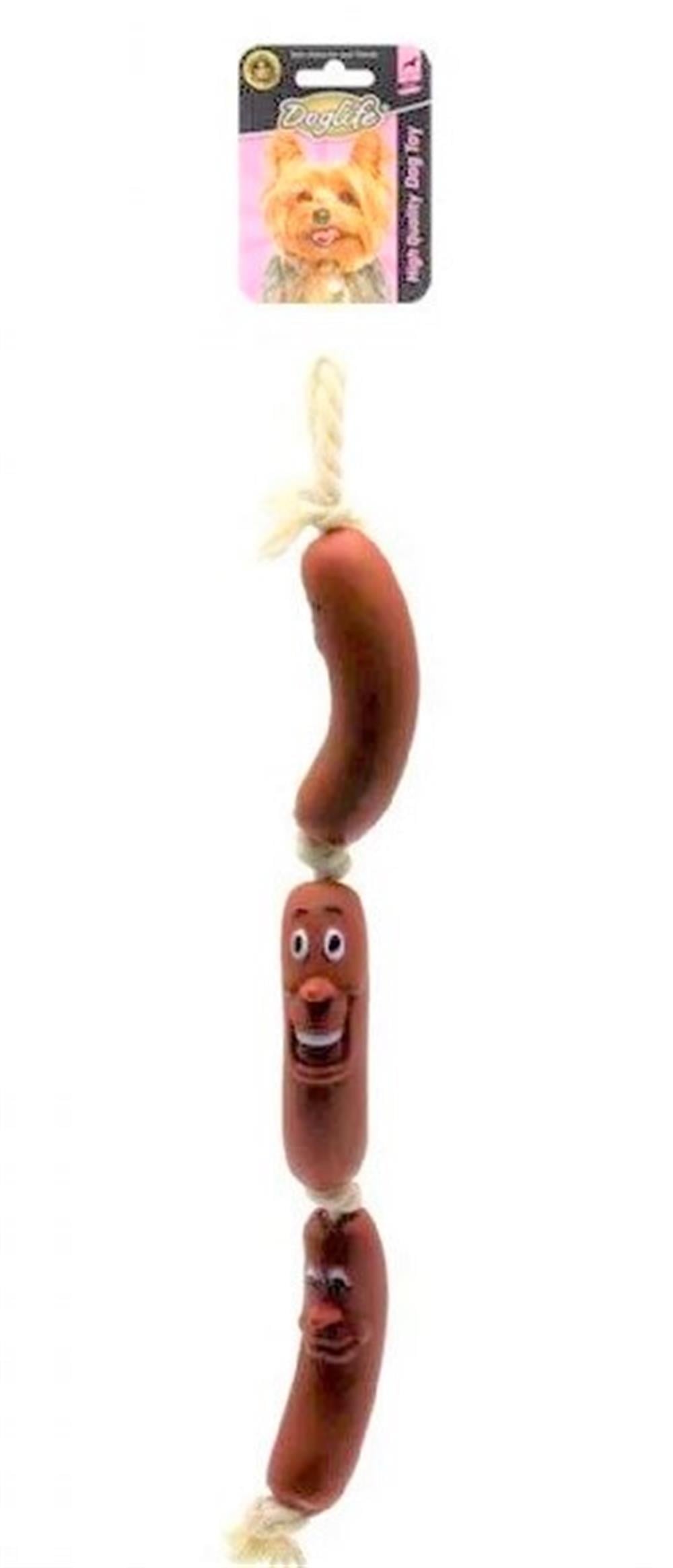 3'lü Plastik Sosis Köpek Oyuncağı 50 cm