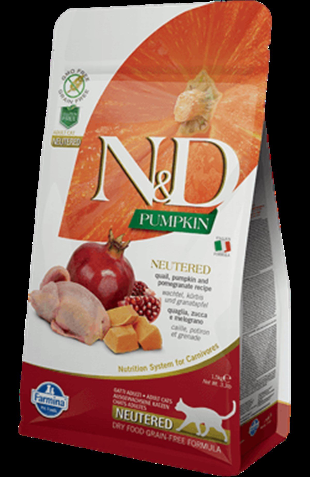 N&D Pumpkin 1,5 kg Tahılsız Bıldırcın Etli Bal Kabaklı ve Narlı Kısırlaştırılmış Kedi Maması