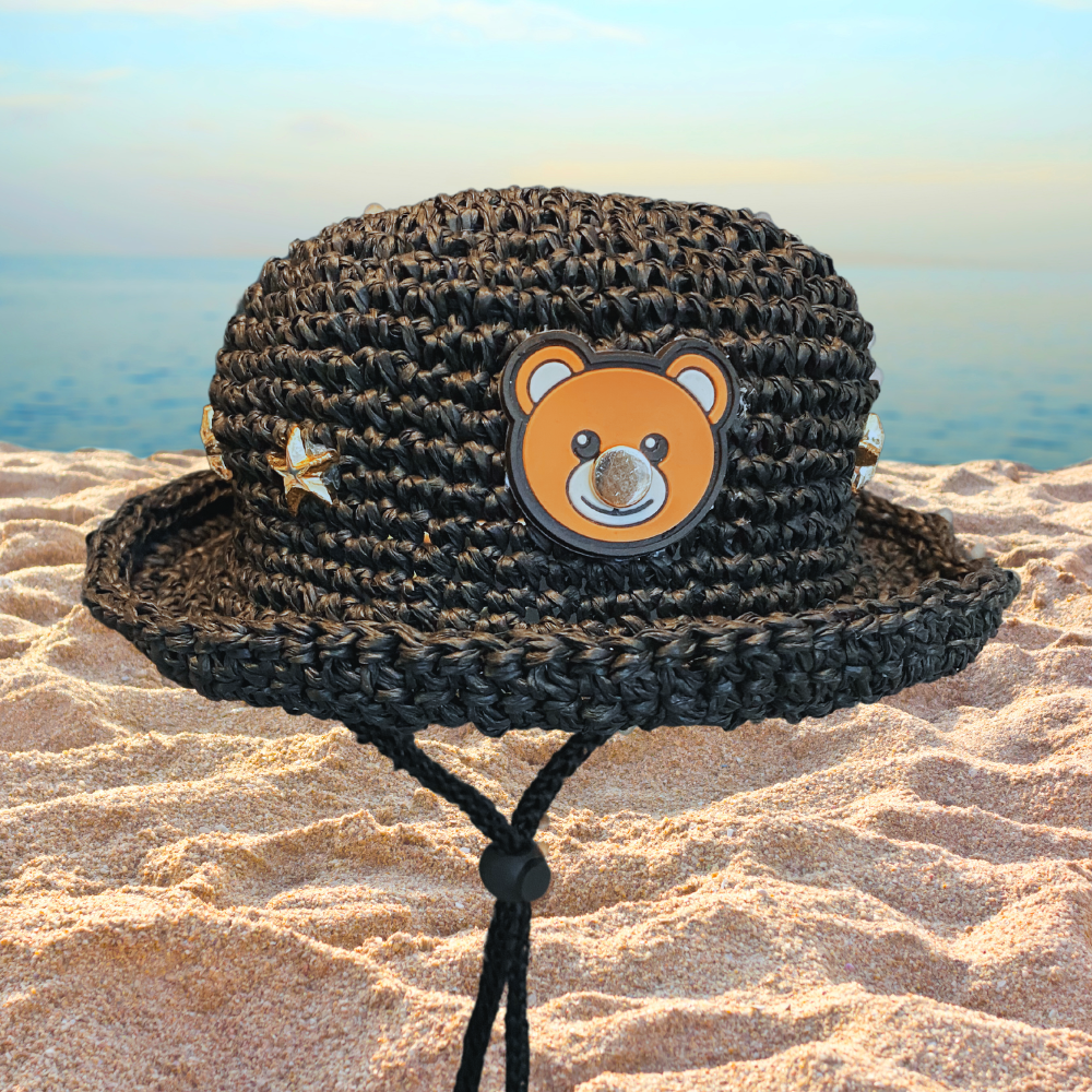 Black Teddy Yazlık Hasır Köpek Şapkası 18 cm