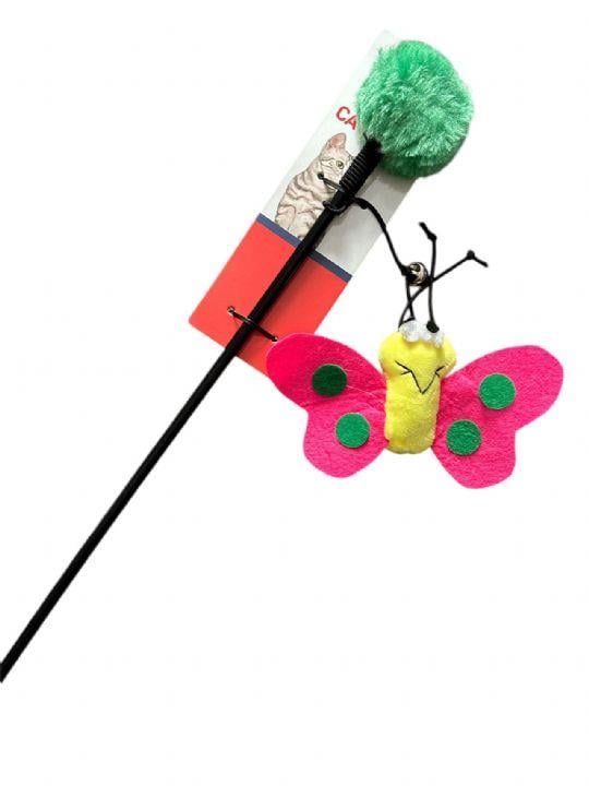 Nunbell Renkli Kelebekli Kedi Oltası 30 cm (1 Adet)