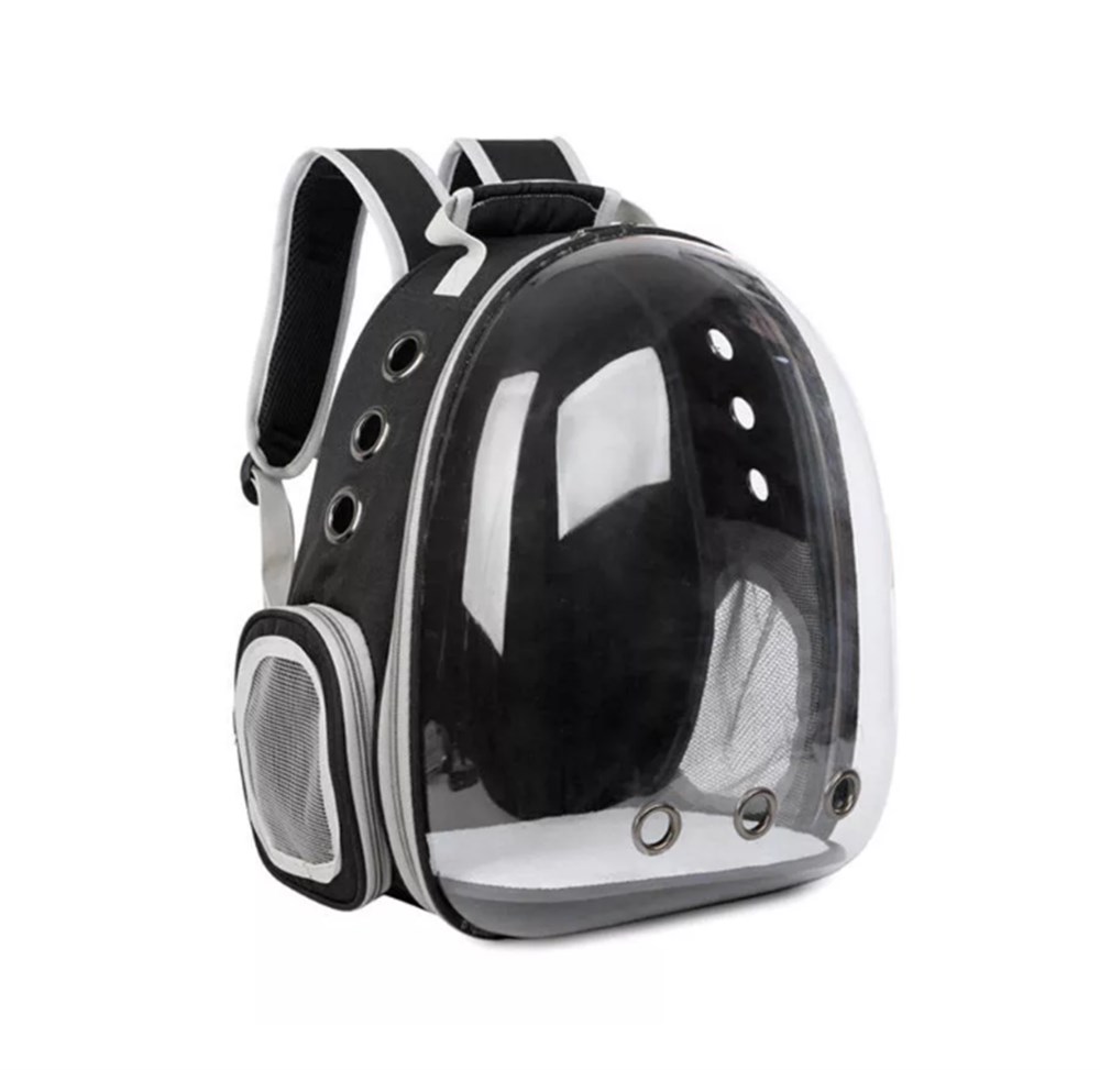 Astronot Kedi ve Küçük Köpek Taşıma Çantası Siyah