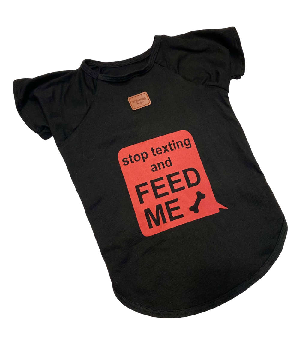 Alphadog Siyah Stop Texting Orta-Büyük Irk Köpek T-shirtü