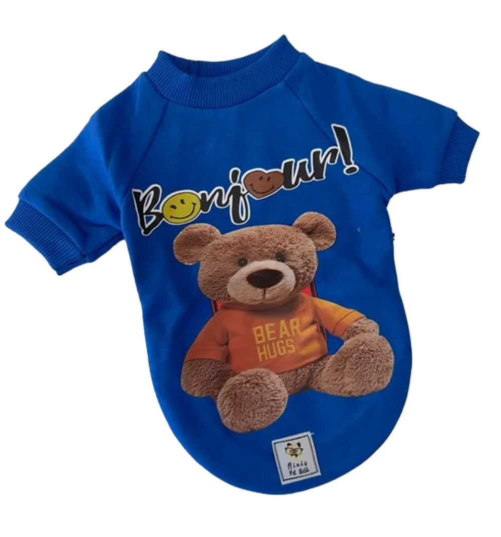 Bonjour Teddy Sax Küçük Köpek Sweatshirtü (9 kg-12 kg arasına uygun)