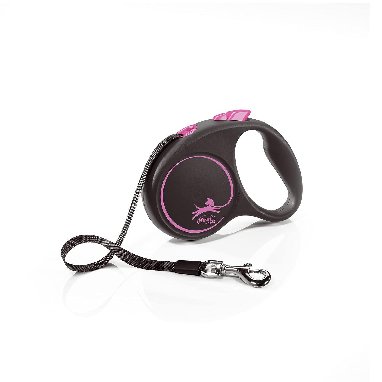 Flexi Black Design Pembe Otomatik Şerit Gezdirme Tasması S 5 m Max 15 kg