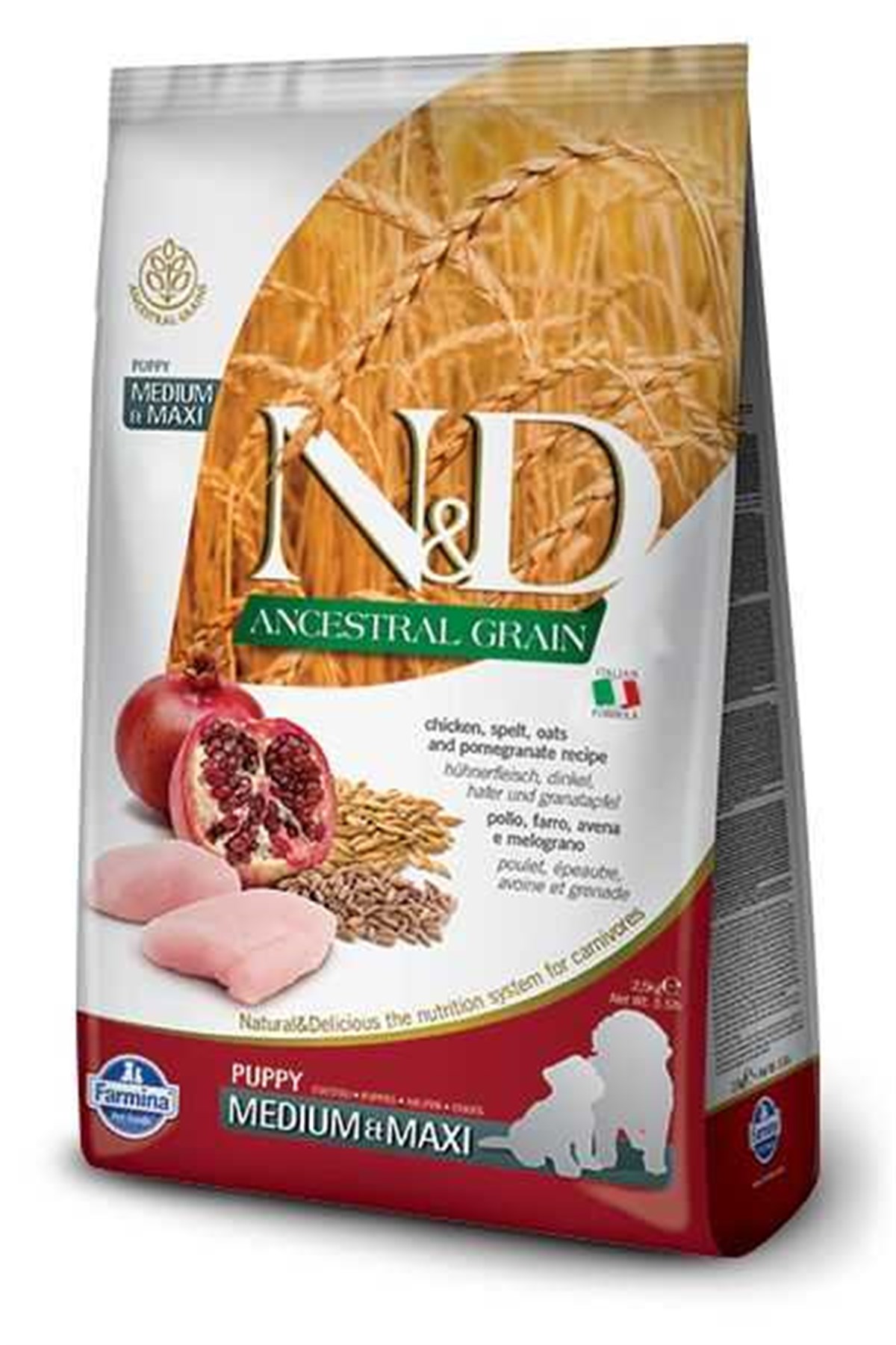 N&D Düşük Tahıllı Tavuklu Narlı Orta ve Büyük Irk Yavru Köpek Maması 2,5 Kg