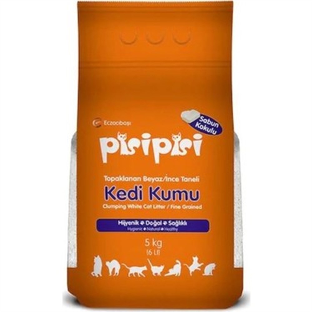 Pisi Pisi 5 Kg Sabun Kokulu İnce Taneli Kedi Kumu