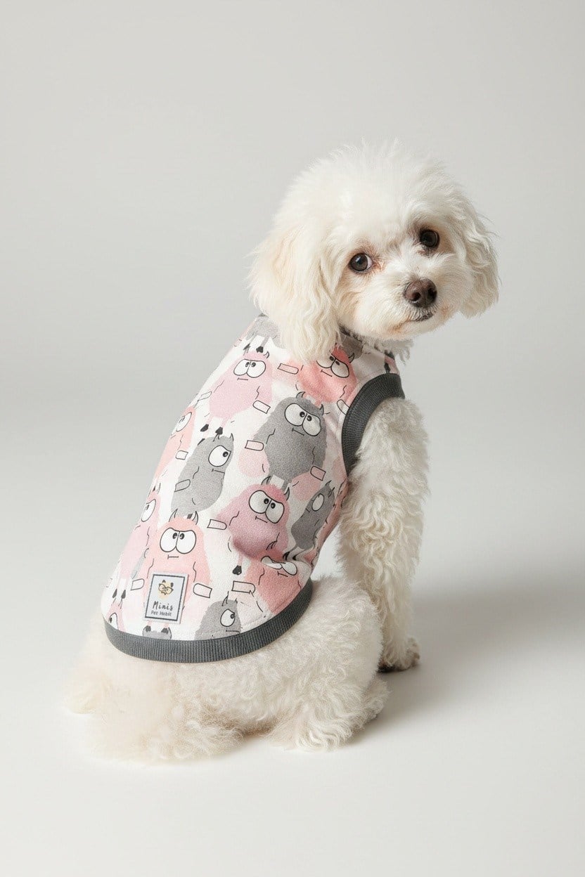 Miniş Cute Monsters Küçük Irk Köpek Esnek Penye T-Shirt