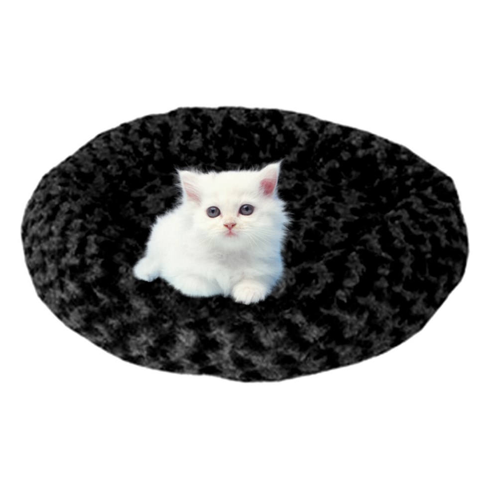Siyah Peluş Kedi ve Köpek Yatağı 55 cm
