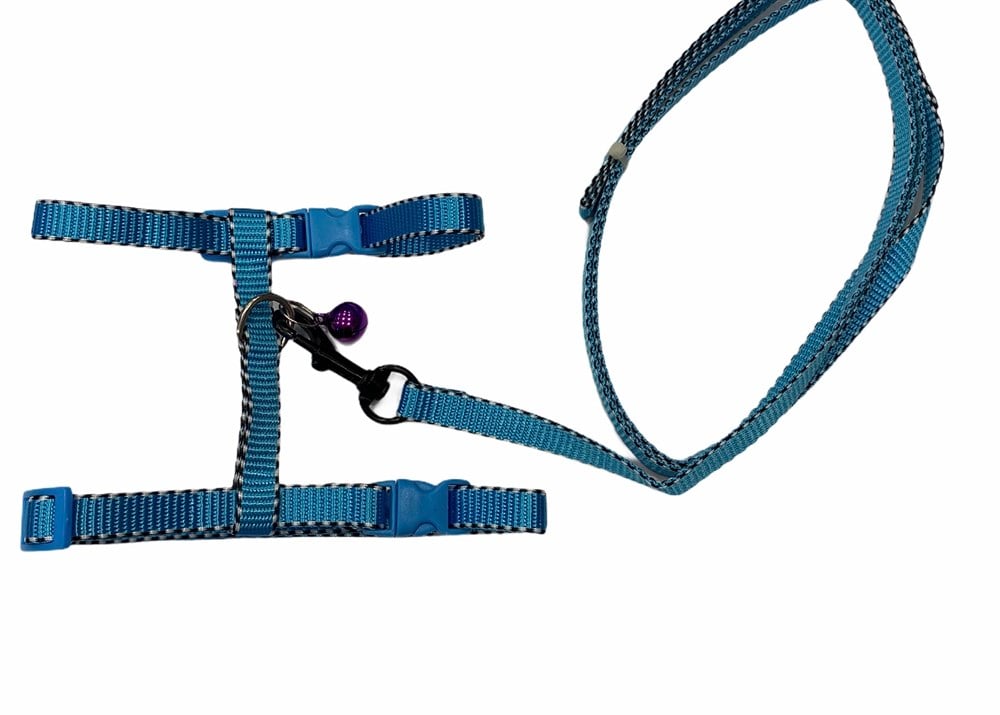 Reflektörlü Kedi ve Köpek Göğüs Tasma Seti Mavi