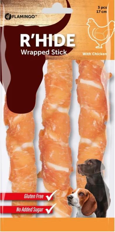 Flamingo Tavuk Kaplı Burgu Çubuk 155 gr Köpek Ödülü 17 cm 3'lü