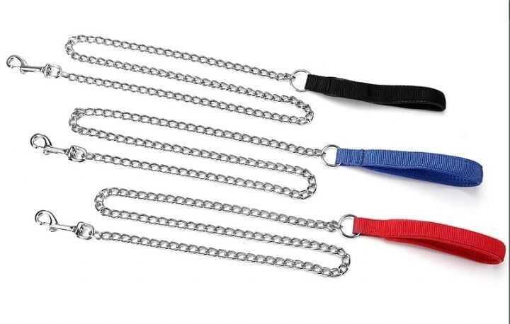 Siyah Tekstil Saplı Zincir Gezdirme Tasması 3 mm x 120 cm