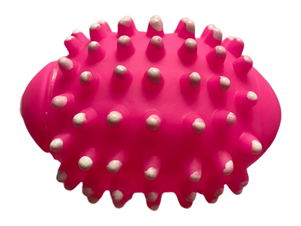 Pembe Plastik Sesli Rugby Köpek Oyuncağı 10 cm