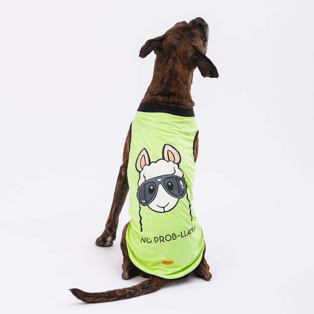 Pawstar Green No Prob-llama Orta-Büyük Irk Köpek T-shirtü (11 kg-45 kg arasına uygun)