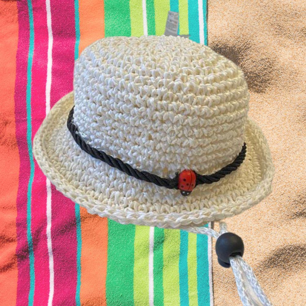 White Misk Yazlık Hasır Köpek Şapkası 17 cm