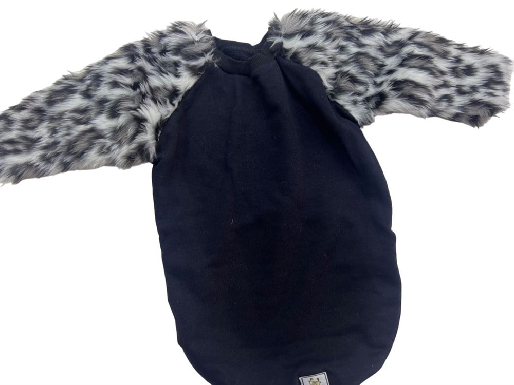 Gri Kürklü Köpek Sweatshirtü (9 kg-11 kg arası köpeklere uygun bedende)